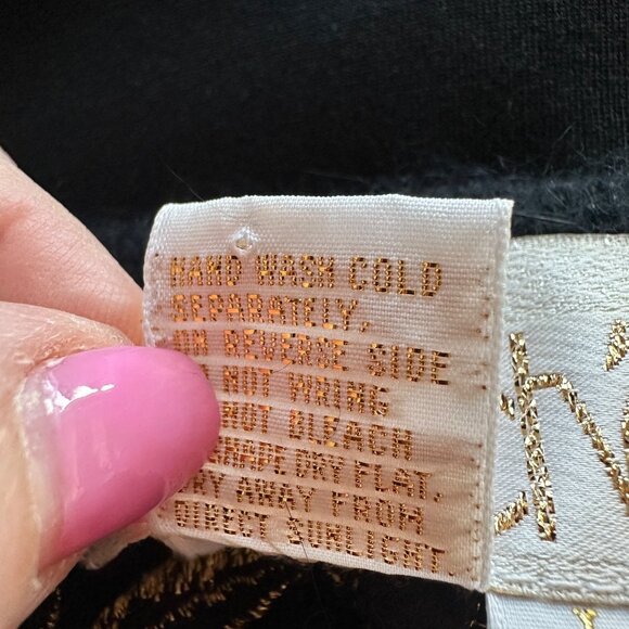 VTG Cache Embroidered Floral Knit Cardigan Womens Size L Wool Angora Old Money - Picture 7 of 8